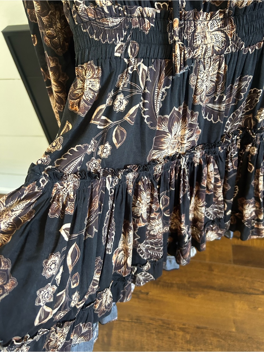 NWT Misa Los Angeles Black and Bronze Floral Mini Dress - Picture 7 of 11
